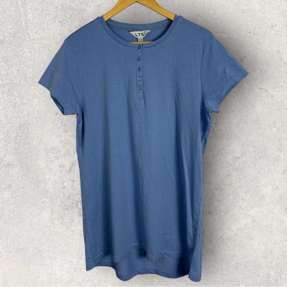 NWT Long Tall Sally Blue Short Sleeve Henley Tee Womens Size Medium LTS NEW‎ 6-8